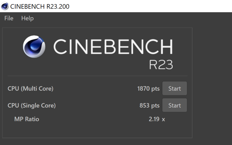 Cinebench R23の計測結果