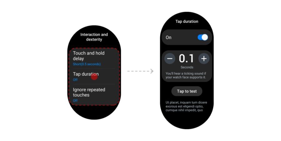 One UI Watch4.5のタッチ入力時間の設定